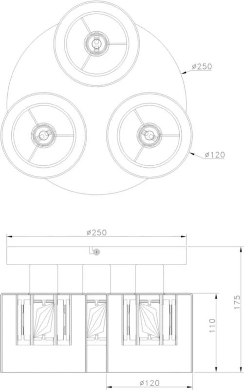 Plafond Elmo 3 x E14 mat‑guld