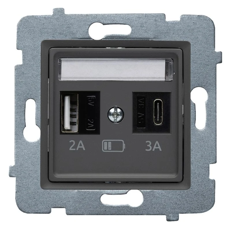 Polmark Rosa basalt USB +C indbygningsstik