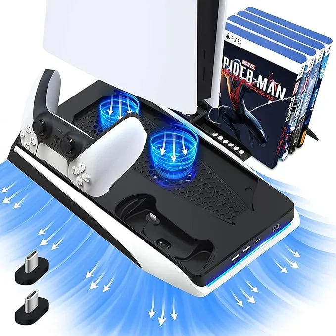 PS5Dock - 4 i 1 PS5 Multifunktionel Dock Station Hvid