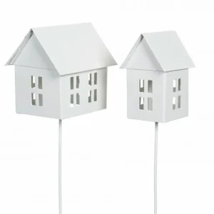 Pynt Hus Stick Mix Emalje Shell 4,5x5,5x8cm 2-pak