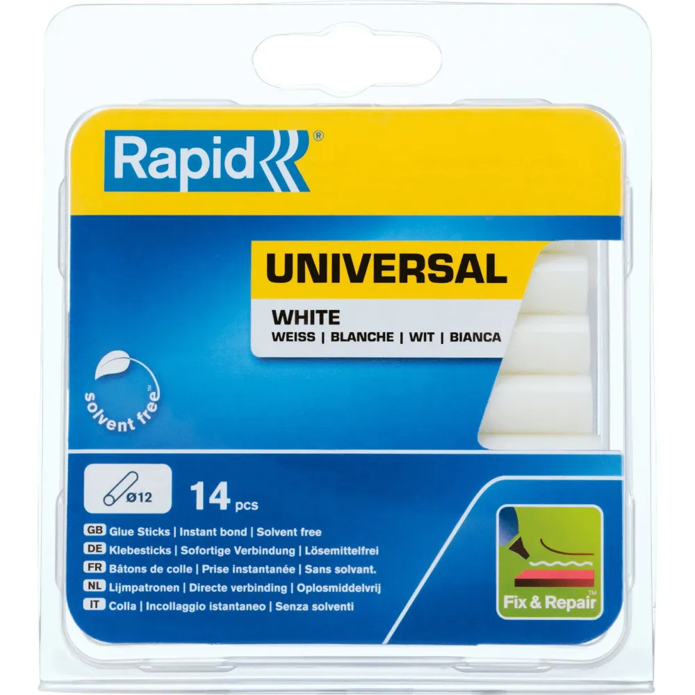 Rapid 12mm limstift snow 14stk