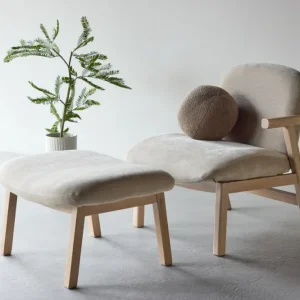 Rile skammel 60 x 42 x 70 poler + lænestol beige