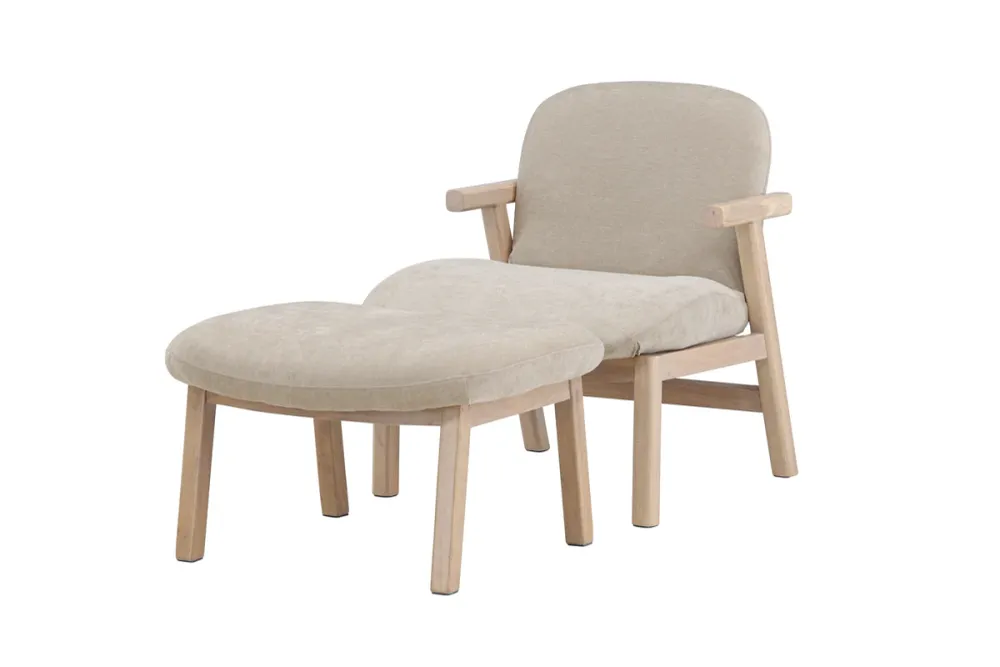 Rile skammel 60 x 42 x 70 poler + lænestol beige