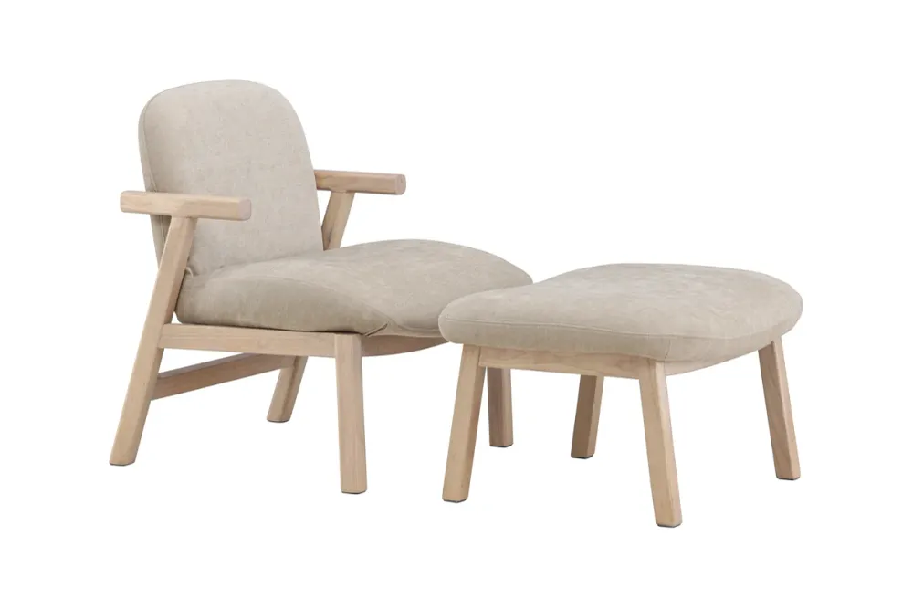 Rile skammel 60 x 42 x 70 poler + lænestol beige