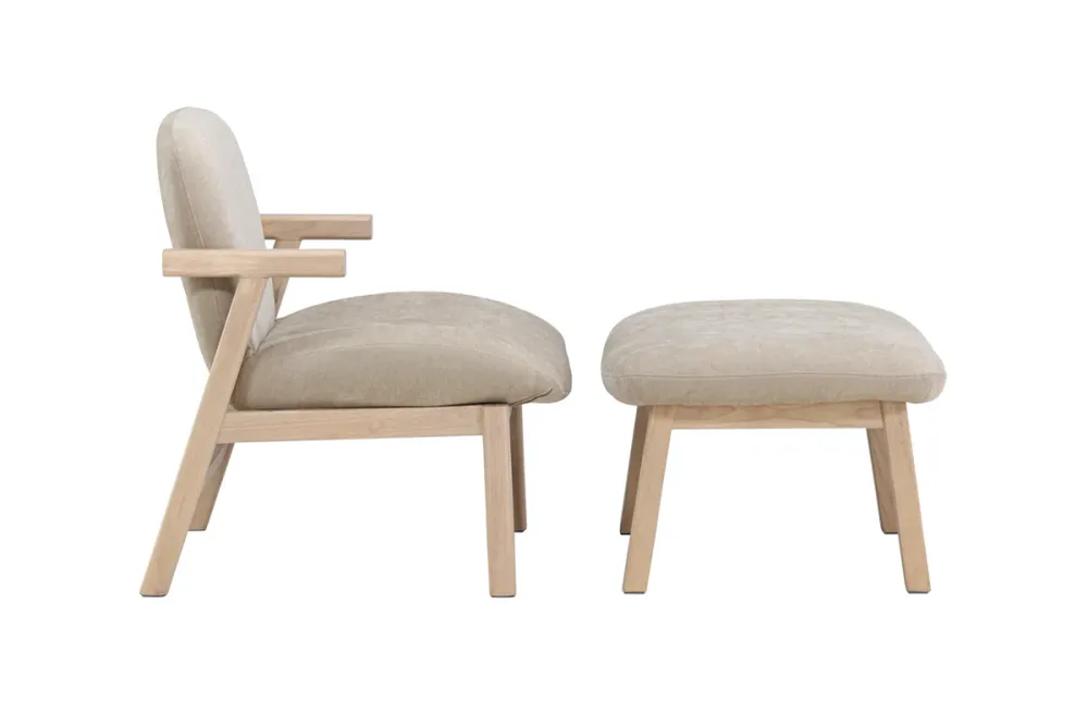 Rile skammel 60 x 42 x 70 poler + lænestol beige