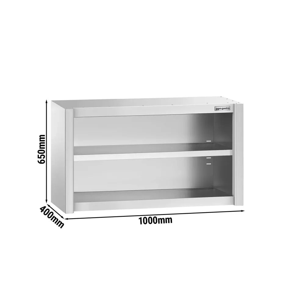 Rustfrit stål Vægskab HIGH-END 1000x400 mm - uden Skydedør - Højde: 650 mm