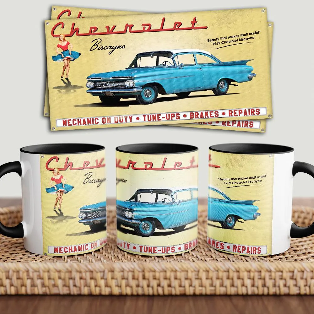 Safety Certified Chevrolet Bell Air "To Toner" Retro Keramisk Krus