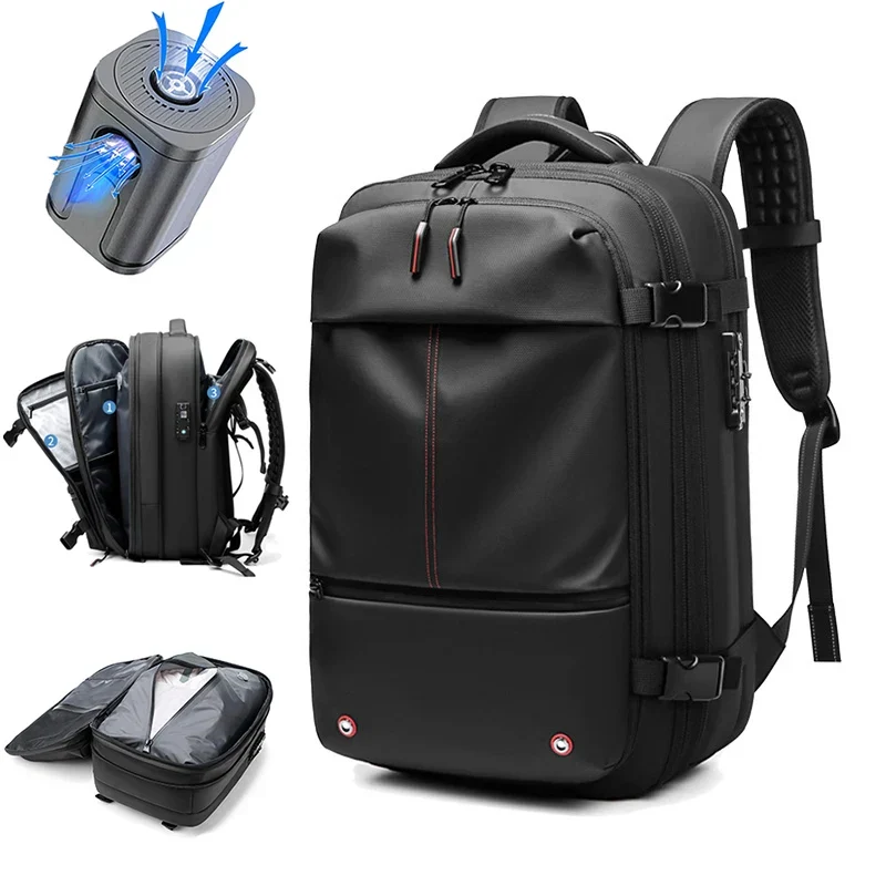 Smart Travel Backpack | Vacuum Compression Storage System Black