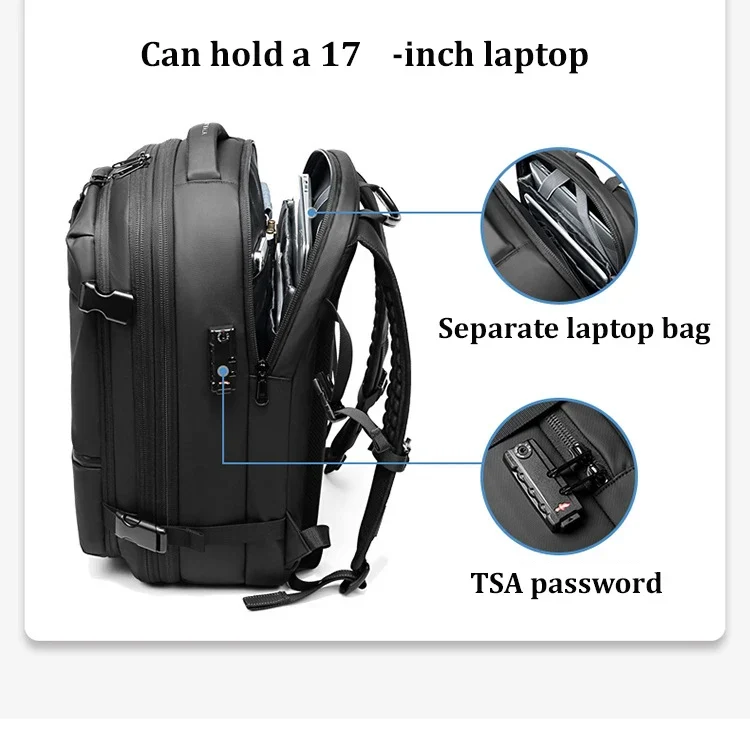 Smart Travel Backpack | Vacuum Compression Storage System Black