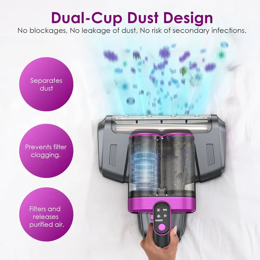 Smart UV Vacuum Cleaner | Dual-Cup HEPA Filtration System Purple