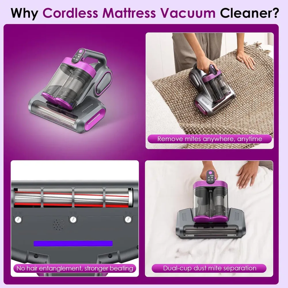 Smart UV Vacuum Cleaner | Dual-Cup HEPA Filtration System Purple