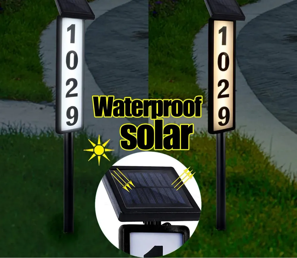 Solar House Number Light | Dual-Color LED Address Sign