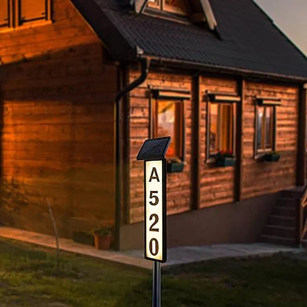 Solar House Number Light | Dual-Color LED Address Sign