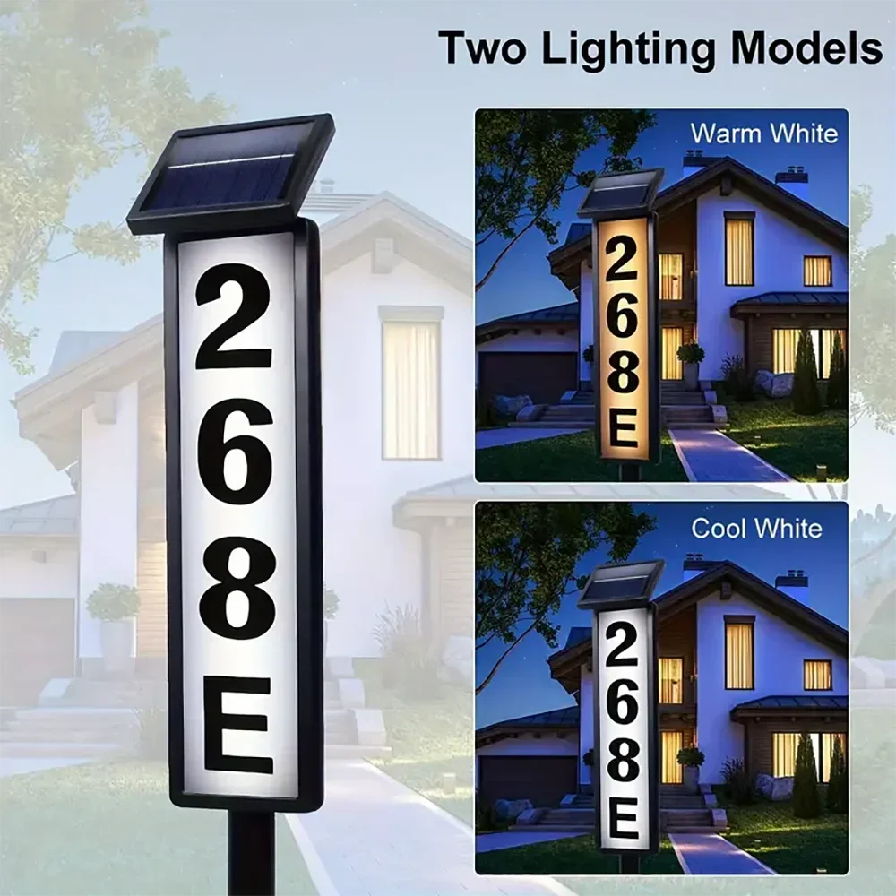 Solar House Number Light | Dual-Color LED Address Sign