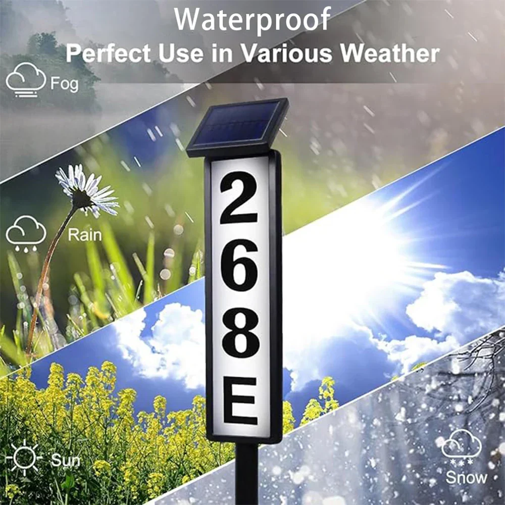 Solar House Number Light | Dual-Color LED Address Sign
