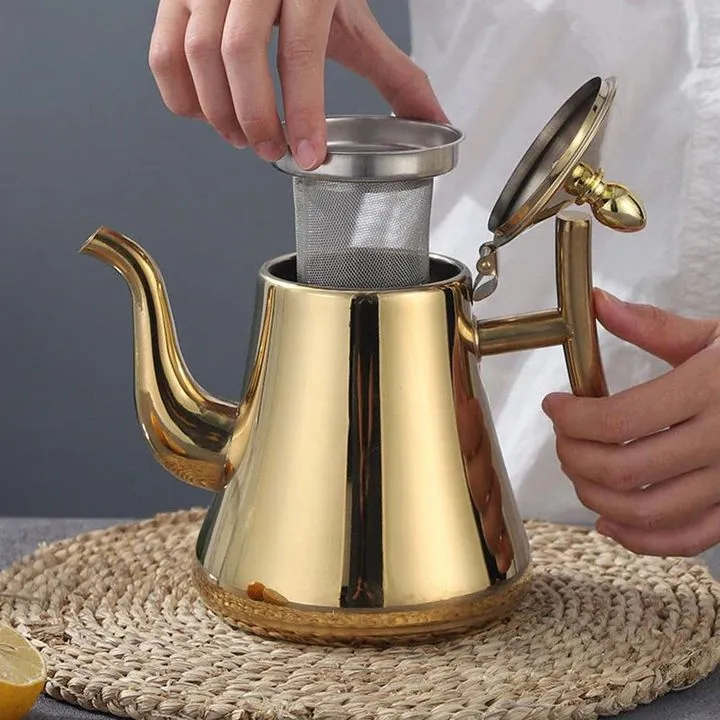 Stainless Steel Induction Kettle | Built- Filter System Gold