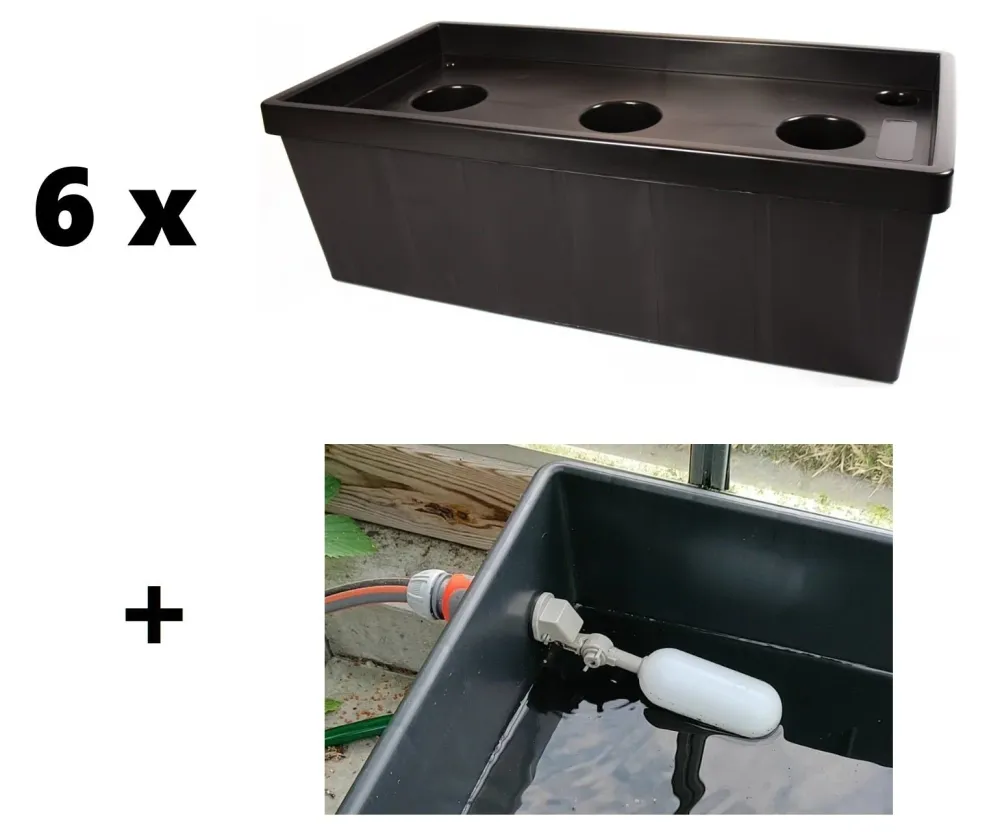6 stk. Homefarm 3 med vandingssystem Brushed Nickel
