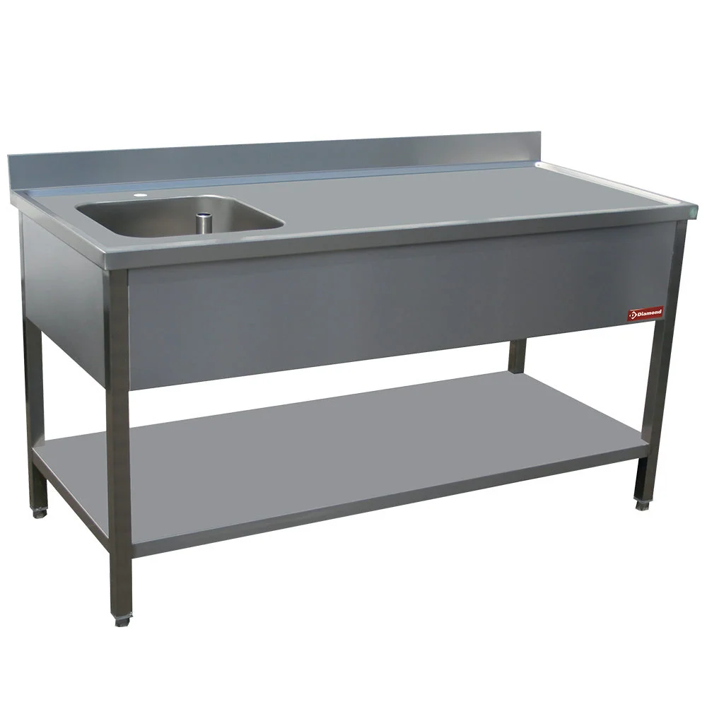 Stålbord 1 vask venstre 400X400XH275