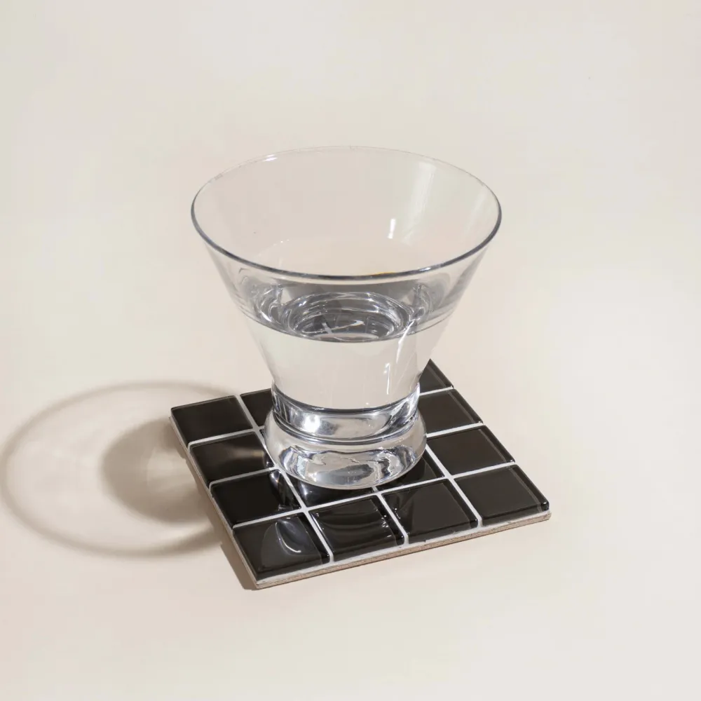 Glass Tile Coaster · Black Canvas Subtle Art Studios