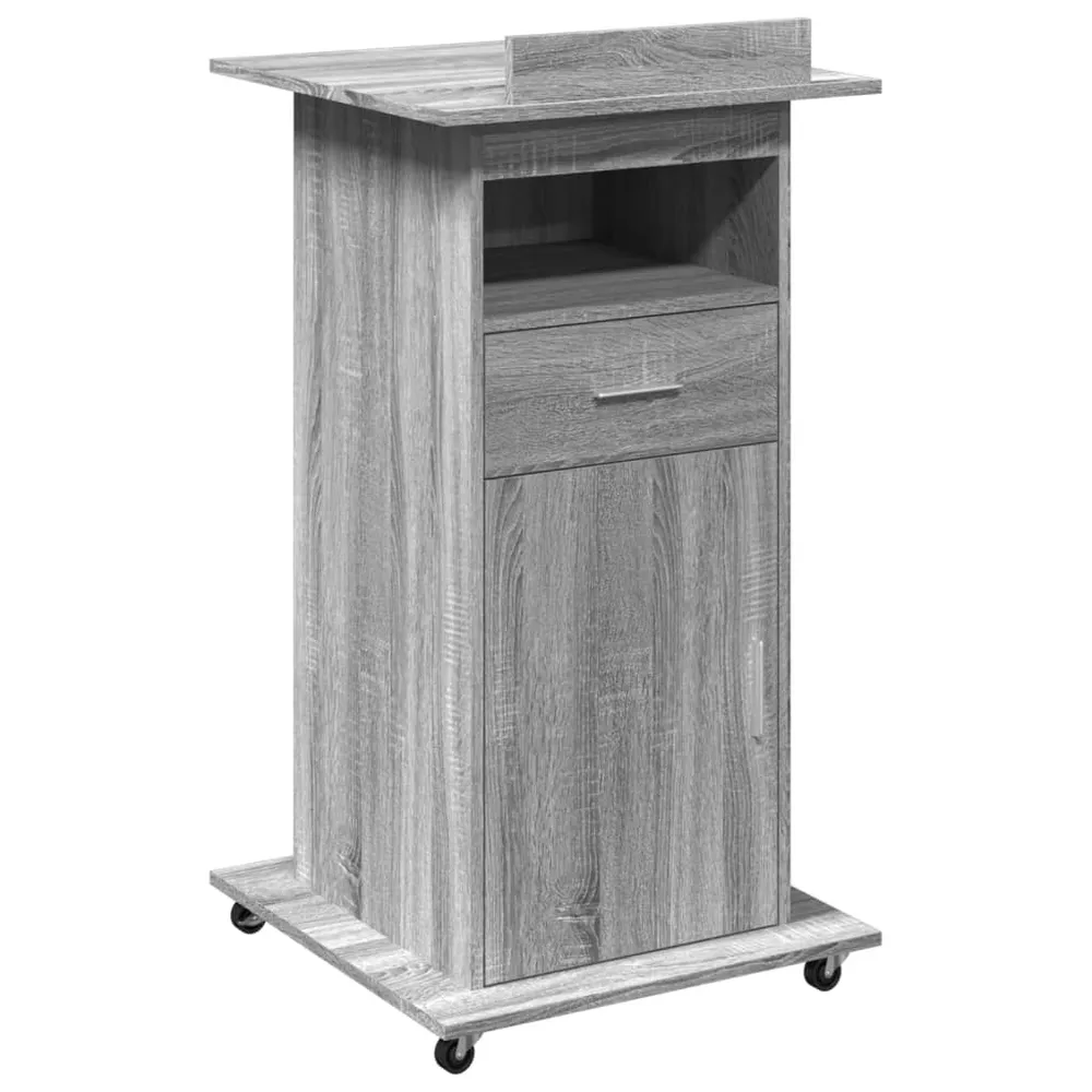 talerstol med hjul og skuffe 55x55x107 cm crafted træ