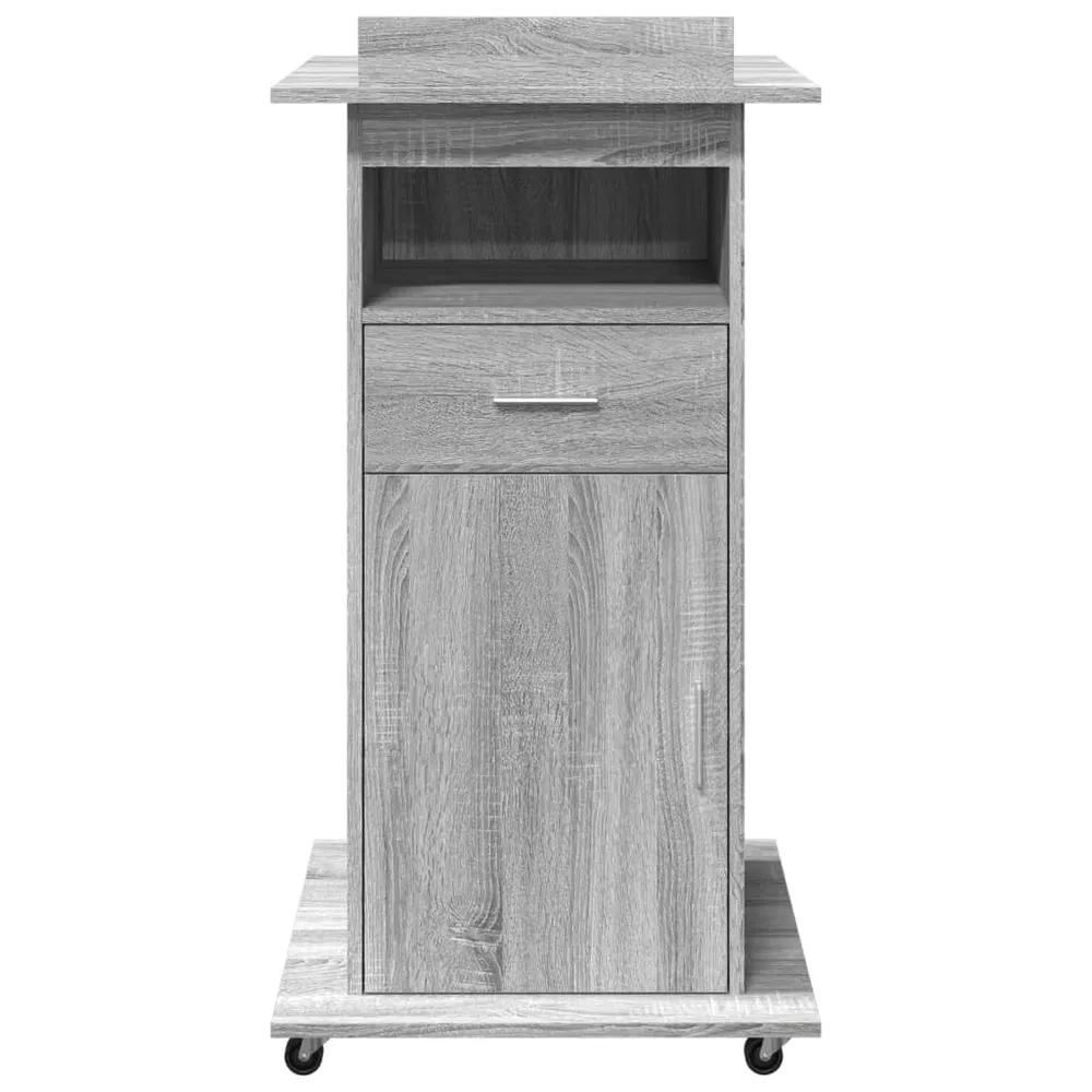 talerstol med hjul og skuffe 55x55x107 cm crafted træ