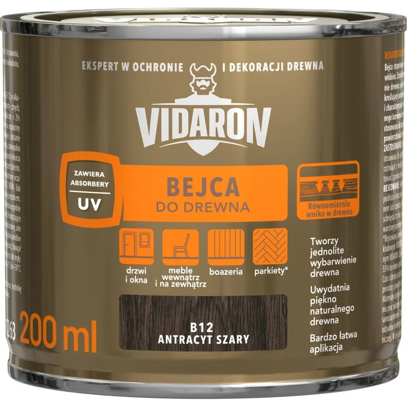 Vidaron bejdse til træ i antracitgrå 0,2 l