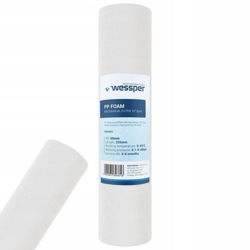 Wessper vandfilter, skumindsats, 10 tommer, 5 mikron, 1 stk.