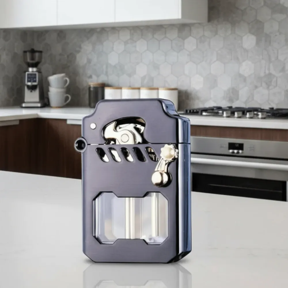 Windproof Mechanical Lighter | Gear System Design Black
