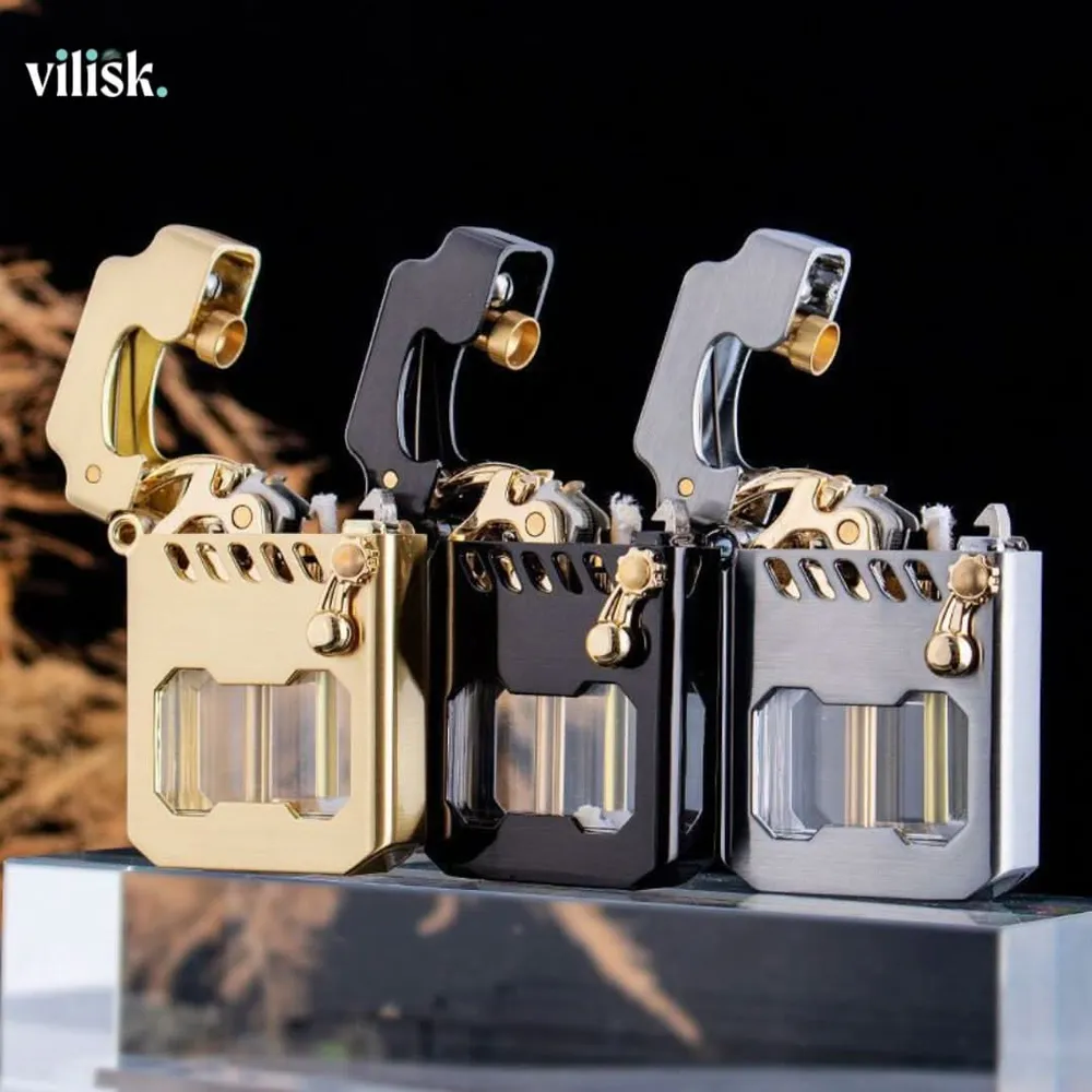 Windproof Mechanical Lighter | Gear System Design Black