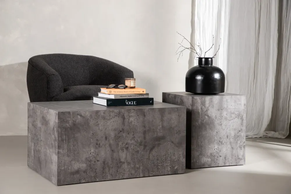 York sofabord 40 x 40 mørkegrå + sofabord 80 x 60 mørkegrå