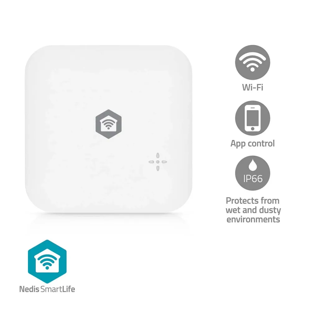 Nedis - SmartLife Vand Detektor | Wi-Fi | Batteri | Udvidelse inkluderet | Maks. batteritid: 24 Måned | 80 dB | Pearl - WI...