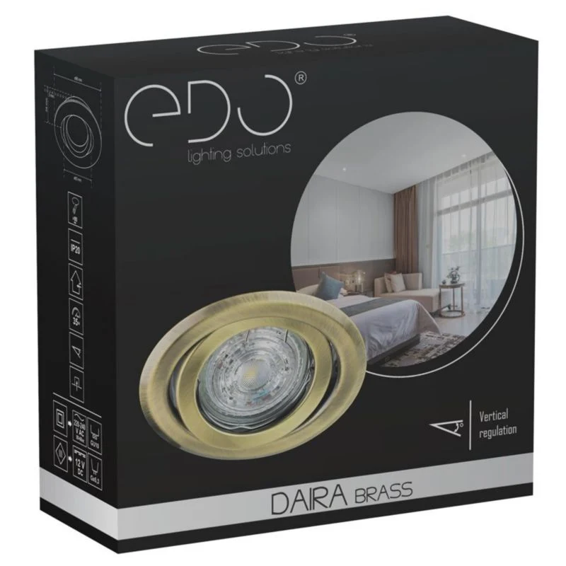 Indbygningsspot Edo Daira Brass IP20 rund variable messing EDO777302 1 stk.