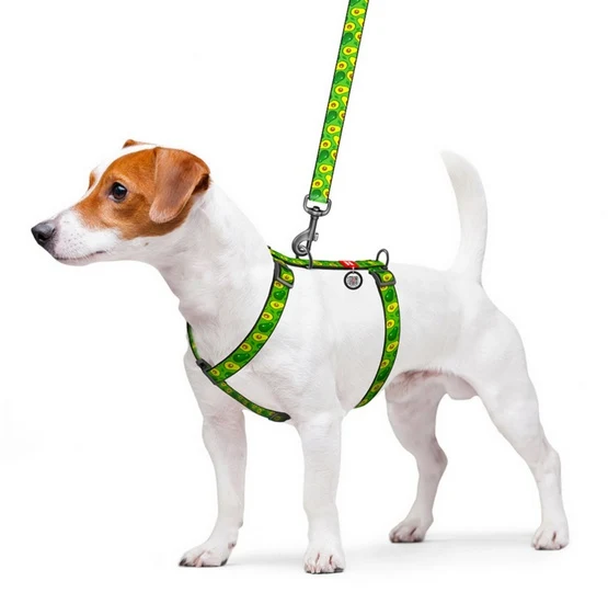 Collar WauDog Polyamid Szelki nylonowe anatomiczne w kształcie litery H, z QR-paszportem, plastikowy fastex, wzór AWOKADO,...