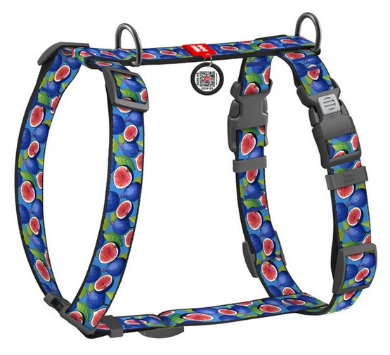 Collar WauDog Polyamid Szelki nylonowe anatomiczne w kształcie litery H, z QR-paszportem, plastikowy fastex, wzór FIGA, ro...