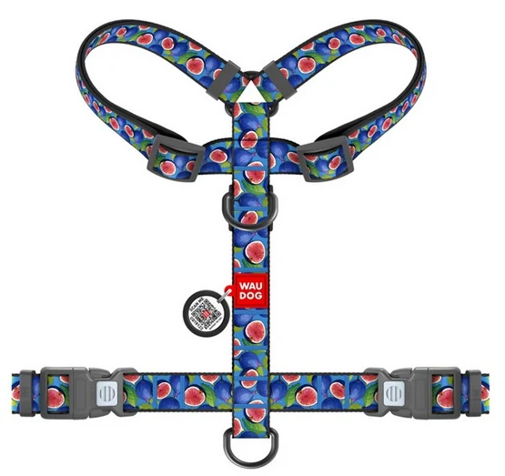 Collar WauDog Polyamid Szelki nylonowe anatomiczne w kształcie litery H, z QR-paszportem, plastikowy fastex, wzór FIGA, ro...