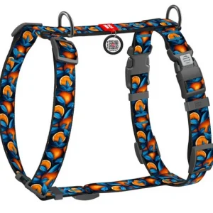 Collar WauDog Synthetic Szelki nylonowe anatomiczne w kształcie litery H, z QR-paszportem, plastikowy fastex, wzór POMARAŃ...
