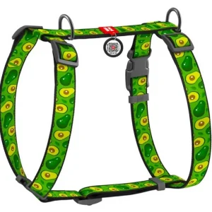 Collar WauDog Synthetic Szelki nylonowe anatomiczne w kształcie litery H, z QR-paszportem, plastikowy fastex, wzór AWOKADO...