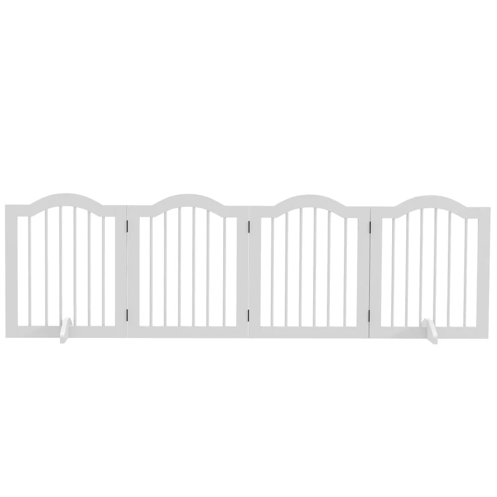 Foldbar hundegitter, 4 paneler, til trapper, gange, døre, mdf/massivt træ, alabast